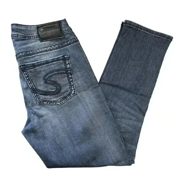 Silver Skinny Jeans Aiko High Capri Ankle Crop Mid Blue Denim Size 26 - Picture 16 of 16